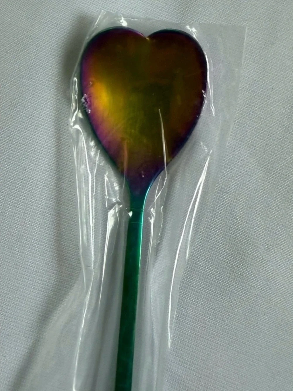 Rainbow Chrome Flower Iced Tea Spoons Set of 4 Stainless Steel Long Handle New